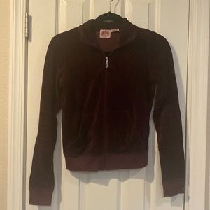 Dark maroon juicy velour zip up jacket